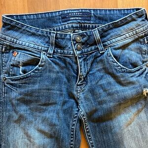 HUDSON DISTRESSED FLARE LEG JEANS